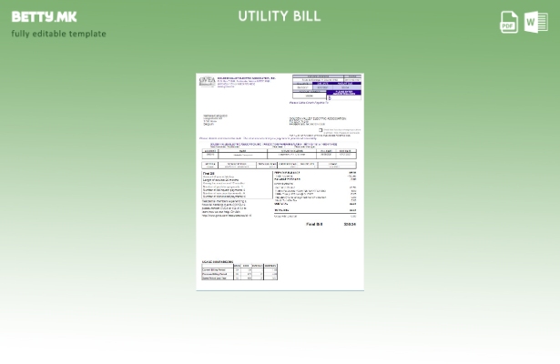 модерен стил USA GVEA комунални сметки Word и PDF шаблон